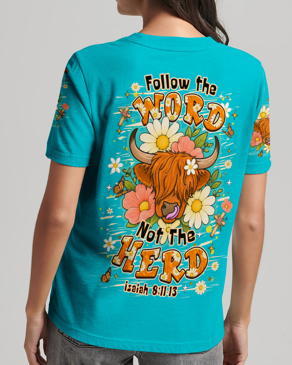 Follow The Word Highland Cow  Women's All Over Print Shirt - Tlhn0707262