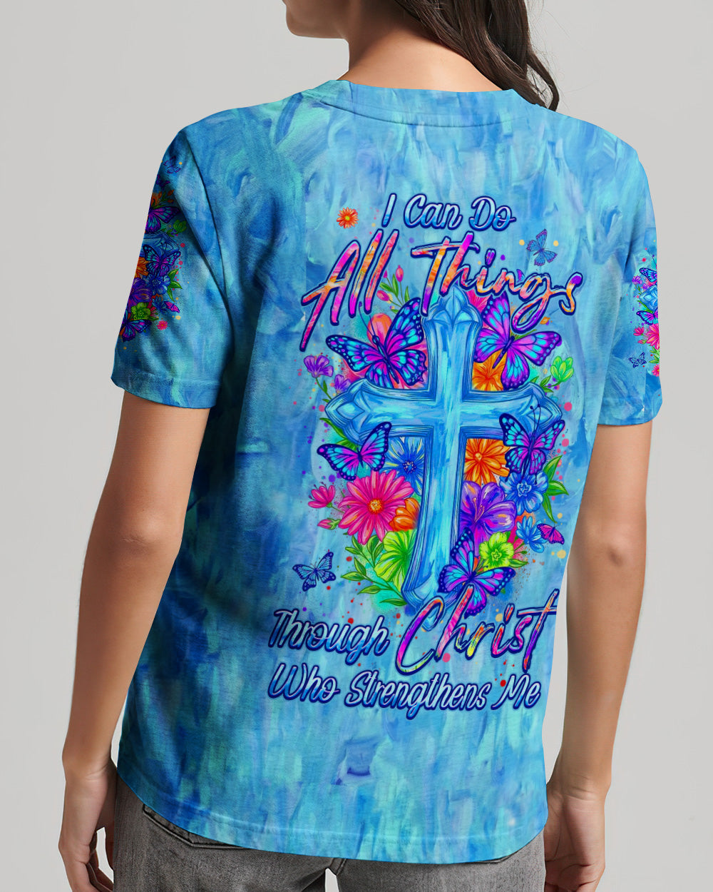 I Can Do All Things Floral Women's All Over Print Shirt  - Tlhn2004262