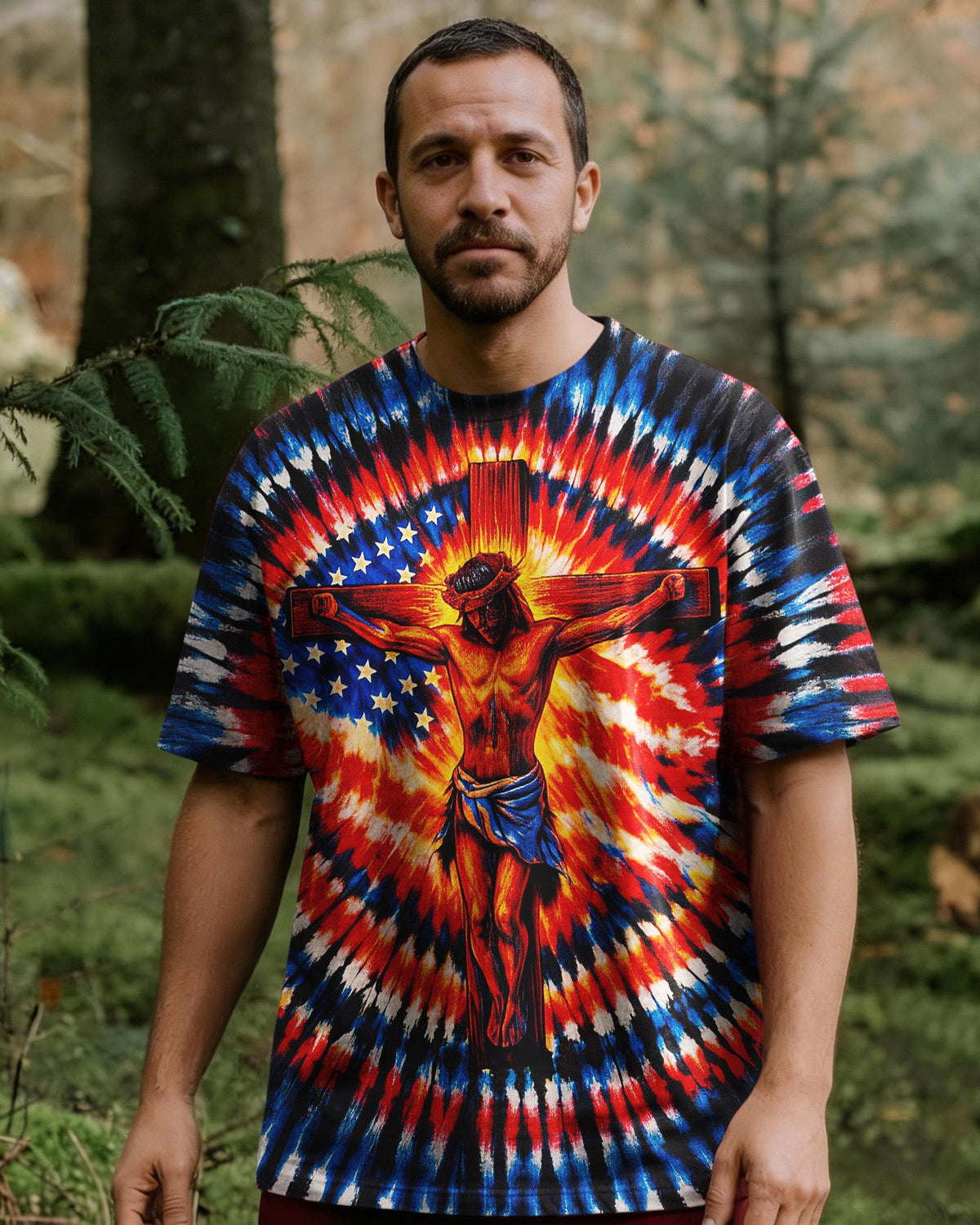 Jesus On The Cross Swirl Men's All Over Print Shirt - Tlno1703261