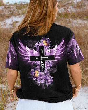 Faith Butterfly Purple Rose Women's All Over Print Shirt - Tltm2406234