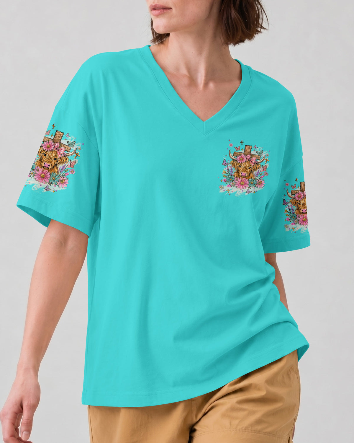 Blessed By God Highland Cow Women's All Over Print Shirt - Tlhn2807263